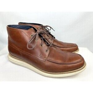 Cole Haan Lunargrand Mens Size 10 M Brown Leather Moc Toe Chukka Ankle Boots